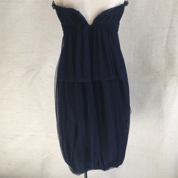 Vera Wang 4 Corset Strapless Tulle Midi Dress Blue - Picture 10 of 15